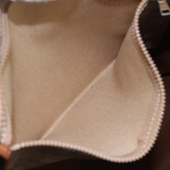 CELINE Macadam Canvas Tote Bag PVC Beige Gold Auth BA5689