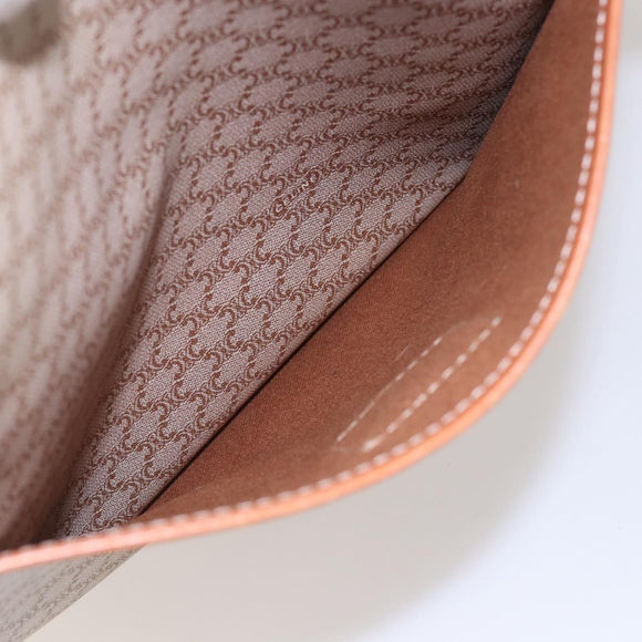 CELINE Macadam Canvas Tote Bag PVC Beige Gold Auth BA5689