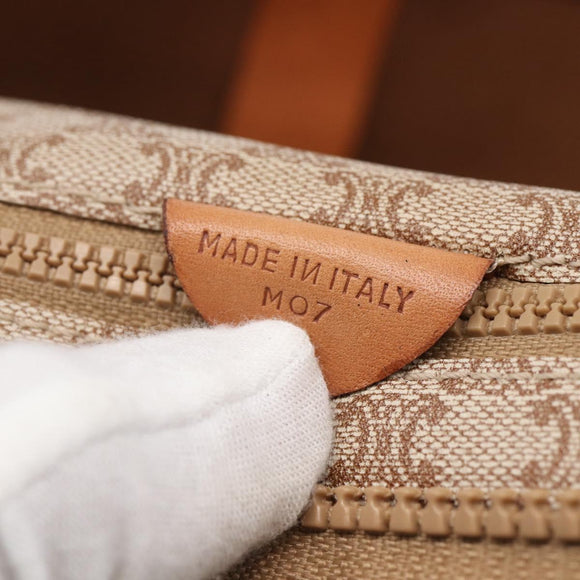 CELINE Macadam Canvas Tote Bag PVC Beige Gold Auth BA5689