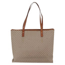 CELINE Macadam Canvas Tote Bag PVC Beige Gold Auth BA5689-3