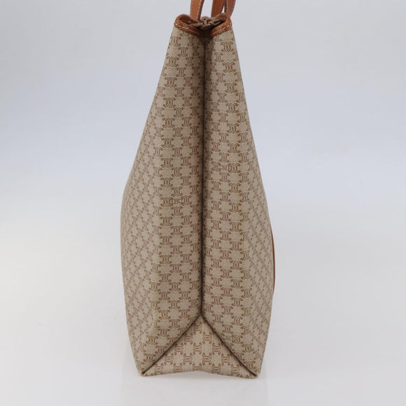 CELINE Macadam Canvas Tote Bag PVC Beige Gold Auth BA5689