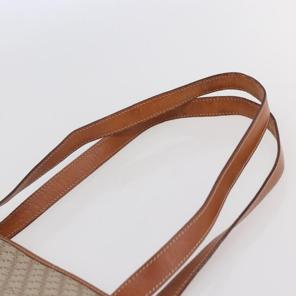 CELINE Macadam Canvas Tote Bag PVC Beige Gold Auth BA5689