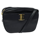 Salvatore Ferragamo Shoulder Bag Leather Navy Gold Auth BA569-1