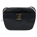 Salvatore Ferragamo Shoulder Bag Leather Navy Gold Auth BA569-13