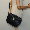 Salvatore Ferragamo Shoulder Bag Leather Navy Gold Auth BA569-21