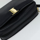 Salvatore Ferragamo Shoulder Bag Leather Navy Gold Auth BA569-6