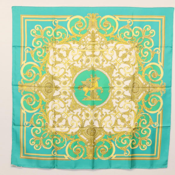 HERMES Carre 90 Scarf ""LES TUILERIE"" Silk Green Auth BA5691