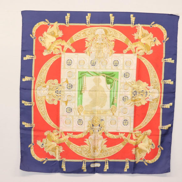 HERMES Carre 90 Scarf ""HOMMAGE A CHARLES GARNIER"" Silk Navy Auth BA5692