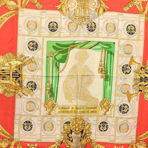 HERMES Carre 90 Scarf ""HOMMAGE A CHARLES GARNIER"" Silk Navy Auth BA5692