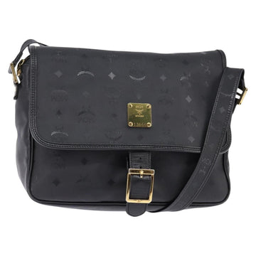 MCM Vicetos Logogram Shoulder Bag PVC Black Gold Auth BA5693
