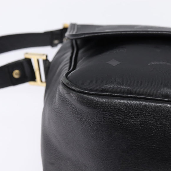 MCM Vicetos Logogram Shoulder Bag PVC Black Gold Auth BA5693