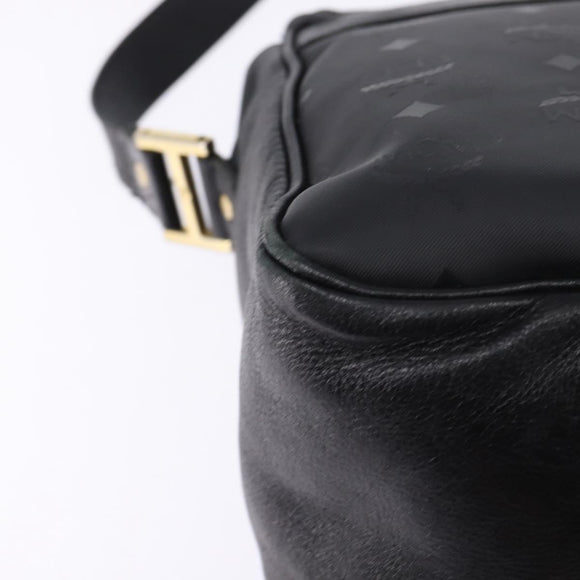 MCM Vicetos Logogram Shoulder Bag PVC Black Gold Auth BA5693
