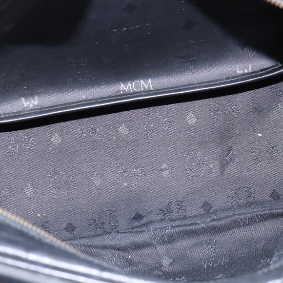 MCM Vicetos Logogram Shoulder Bag PVC Black Gold Auth BA5693