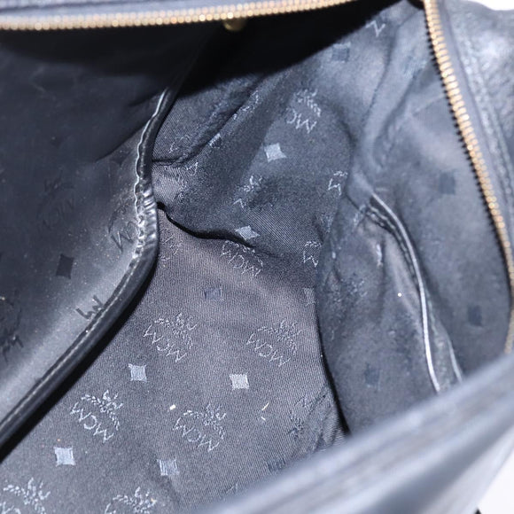 MCM Vicetos Logogram Shoulder Bag PVC Black Gold Auth BA5693