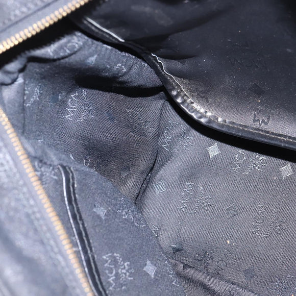 MCM Vicetos Logogram Shoulder Bag PVC Black Gold Auth BA5693