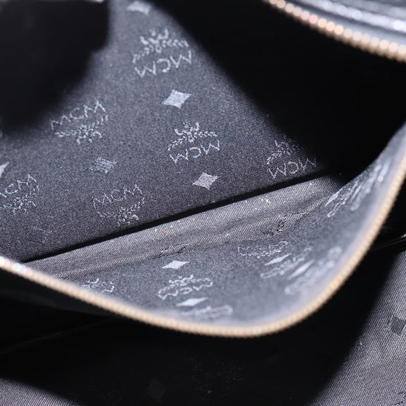 MCM Vicetos Logogram Shoulder Bag PVC Black Gold Auth BA5693