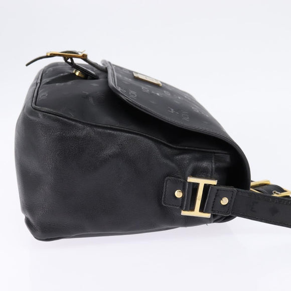 MCM Vicetos Logogram Shoulder Bag PVC Black Gold Auth BA5693