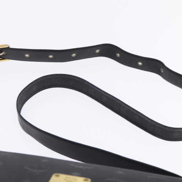 MCM Vicetos Logogram Shoulder Bag PVC Black Gold Auth BA5693