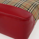 Burberrys Nova Check Tote Bag Canvas Beige Red gold Auth BA5696-9