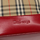 Burberrys Nova Check Tote Bag Canvas Beige Red gold Auth BA5696-10