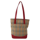 Burberrys Nova Check Tote Bag Canvas Beige Red gold Auth BA5696-2