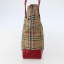 Burberrys Nova Check Tote Bag Canvas Beige Red gold Auth BA5696-3