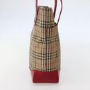 Burberrys Nova Check Tote Bag Canvas Beige Red gold Auth BA5696-4