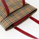 Burberrys Nova Check Tote Bag Canvas Beige Red gold Auth BA5696-6