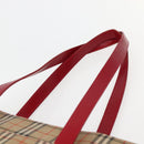 Burberrys Nova Check Tote Bag Canvas Beige Red gold Auth BA5696-8