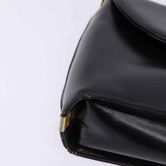 Christian Dior Shoulder Bag Leather Black Gold Auth BA5697