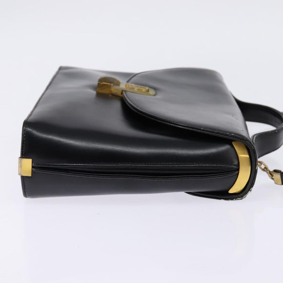 Christian Dior Shoulder Bag Leather Black Gold Auth BA5697