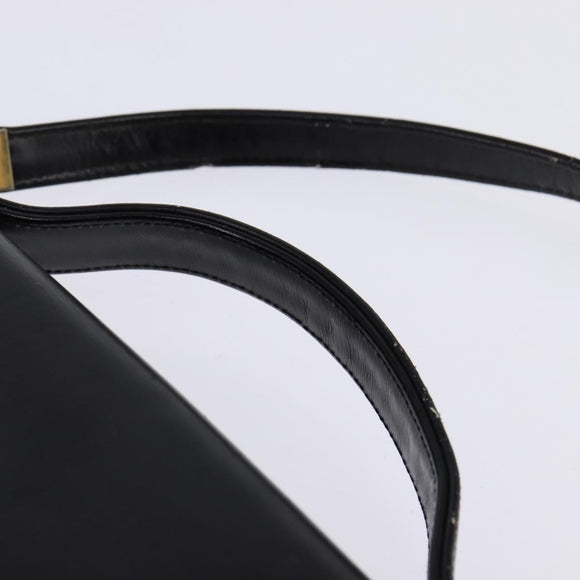 Christian Dior Shoulder Bag Leather Black Gold Auth BA5697