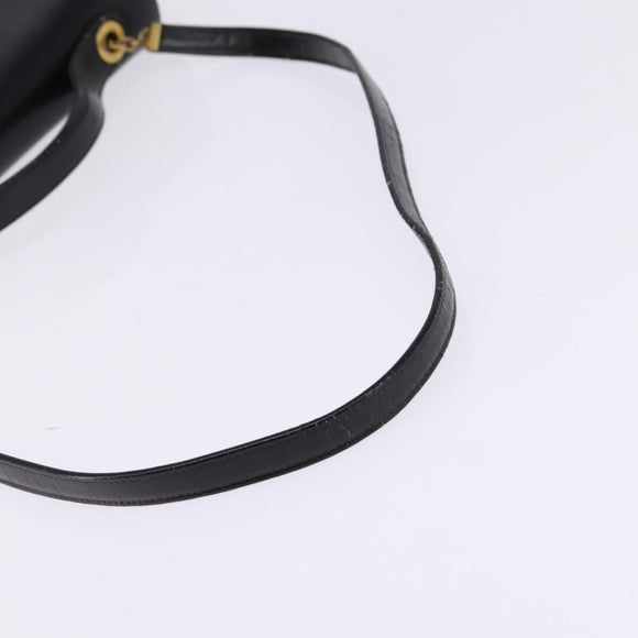 Christian Dior Shoulder Bag Leather Black Gold Auth BA5697