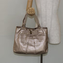 Salvatore Ferragamo Vala Hand Bag Leather Beige Gold Auth BA5699-23