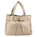 Salvatore Ferragamo Vala Hand Bag Leather Beige Gold Auth BA5699-13