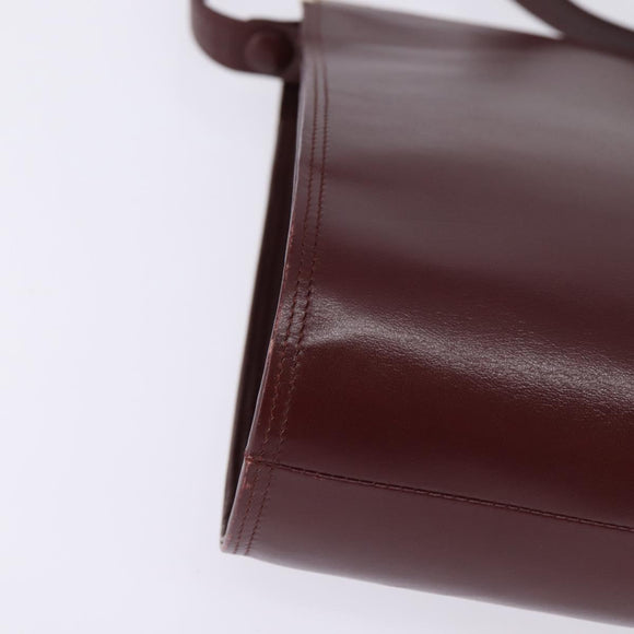 CARTIER Must Line Shoulder Bag Leather Bordeaux Gold Auth BA5700