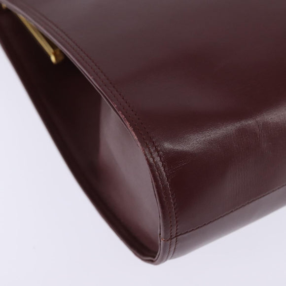 CARTIER Must Line Shoulder Bag Leather Bordeaux Gold Auth BA5700