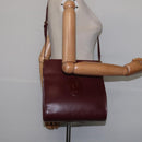 CARTIER Must Line Shoulder Bag Leather Bordeaux Gold Auth BA5700-19
