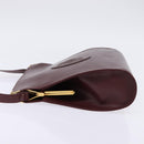 CARTIER Must Line Shoulder Bag Leather Bordeaux Gold Auth BA5700-3