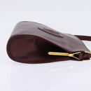 CARTIER Must Line Shoulder Bag Leather Bordeaux Gold Auth BA5700-4