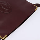 CARTIER Must Line Shoulder Bag Leather Bordeaux Gold Auth BA5700-6