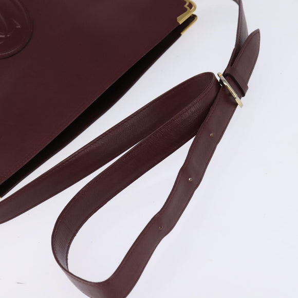 CARTIER Must Line Shoulder Bag Leather Bordeaux Gold Auth BA5700