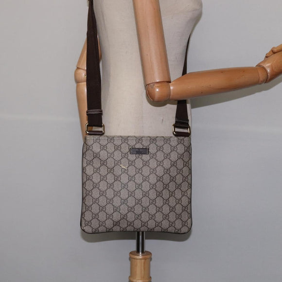 GUCCI GG Supreme Shoulder Bag PVC Beige Gold 201538 Auth BA5706