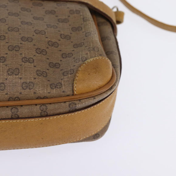 GUCCI Micro GG Supreme Shoulder Bag PVC Beige Gold Auth BA5707