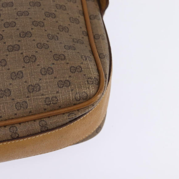 GUCCI Micro GG Supreme Shoulder Bag PVC Beige Gold Auth BA5707