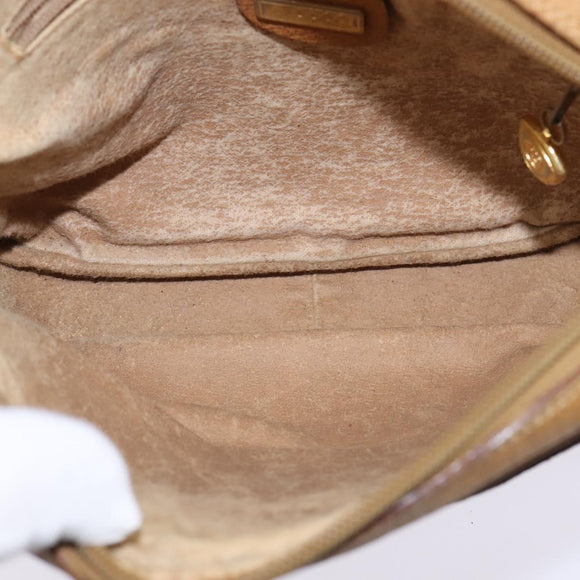 GUCCI Micro GG Supreme Shoulder Bag PVC Beige Gold Auth BA5707