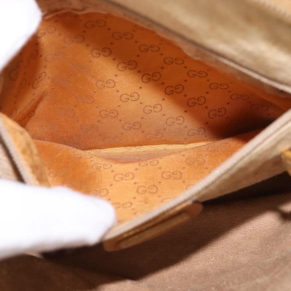 GUCCI Micro GG Supreme Shoulder Bag PVC Beige Gold Auth BA5707