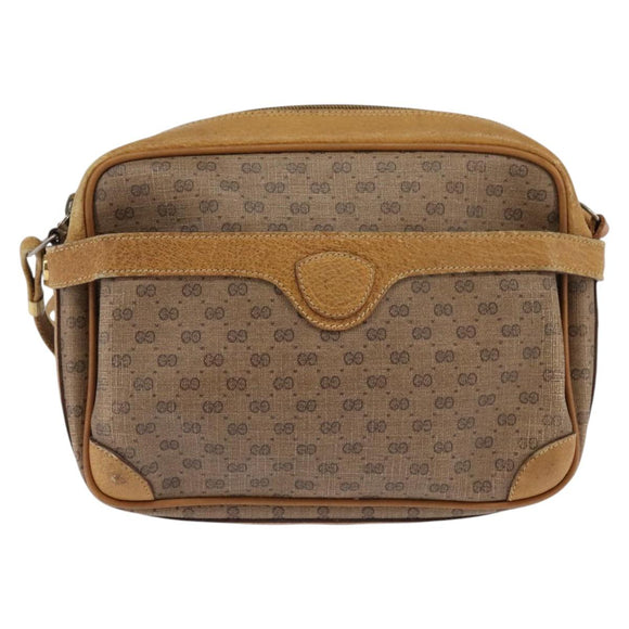 GUCCI Micro GG Supreme Shoulder Bag PVC Beige Gold Auth BA5707