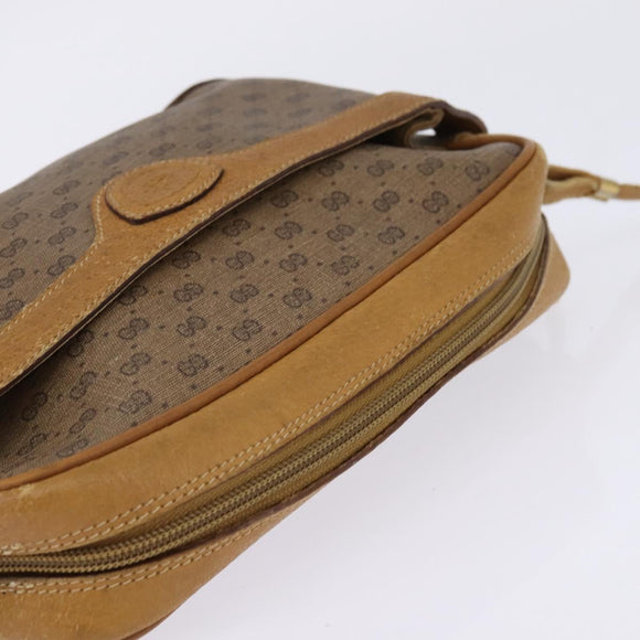 GUCCI Micro GG Supreme Shoulder Bag PVC Beige Gold Auth BA5707