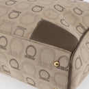 Salvatore Ferragamo Gancini Tote Bag Leather Canvas Beige Gold Auth BA5709-15